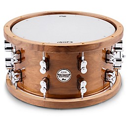 PDP by DW Limited-Edition Dark Stain Walnut and Maple Snare With Walnut Hoops and Chrome Hardware and Road Runner Bag