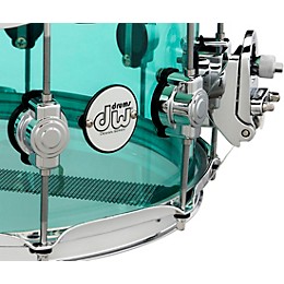DW Design Series Sea Glass Acrylic Snare Drum, Chrome Hardware With Road Runner Bag