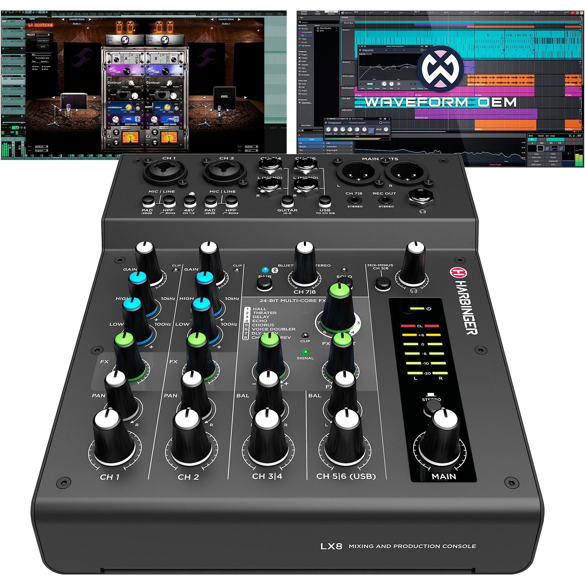 Kære styrte Svig Harbinger LX8 8-Channel Analog Mixer With Bluetooth, FX and USB Audio |  Guitar Center