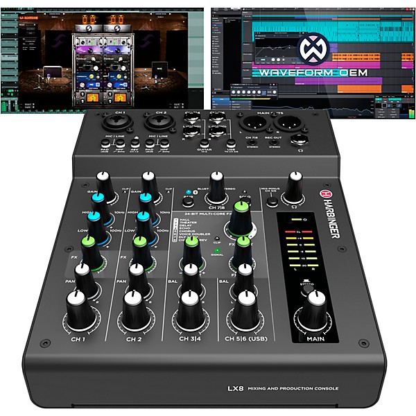 Open Box Harbinger LX8 8-Channel Analog Mixer With Bluetooth, FX and USB Audio Level 1