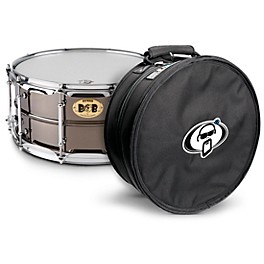 Pork Pie Big Black Brass Snare Drum With Tube Lugs and Chrome Hardware With Protection Racket Case