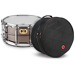 Pork Pie Big Black Brass Snare Drum With Tube Lugs and Chrome Hardware With Road Runner Bag