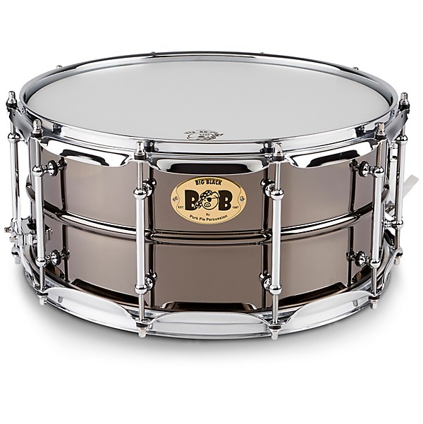 Pork Pie Big Black Brass Snare Drum With Tube Lugs and Chrome Hardware With Road Runner Bag