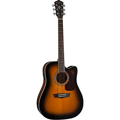 Washburn Heritage 10 Series Dreadnought Cutaway Acoustic Electric Guitar Tobacco Burst Gloss for sale