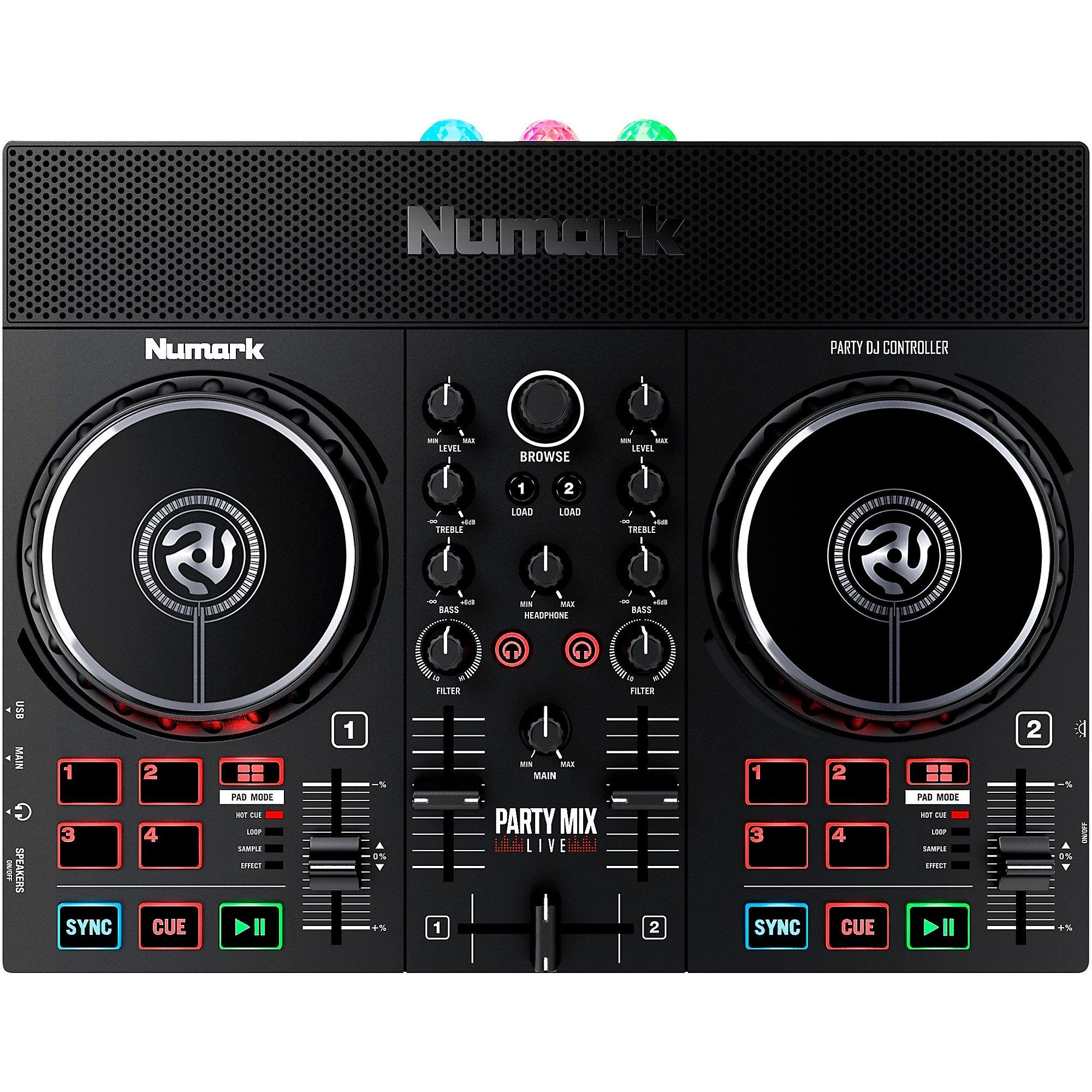 Numark Party Mix II & PartyBox Rave8 LED Speakers