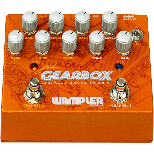 Open Box Wampler GEARBOX Andy Wood Signature Overdrive Effects Pedal Level 2 Orange 197881131371