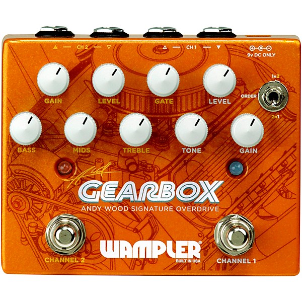 Wampler GEARBOX Andy Wood Signature Overdrive Effects Pedal Orange