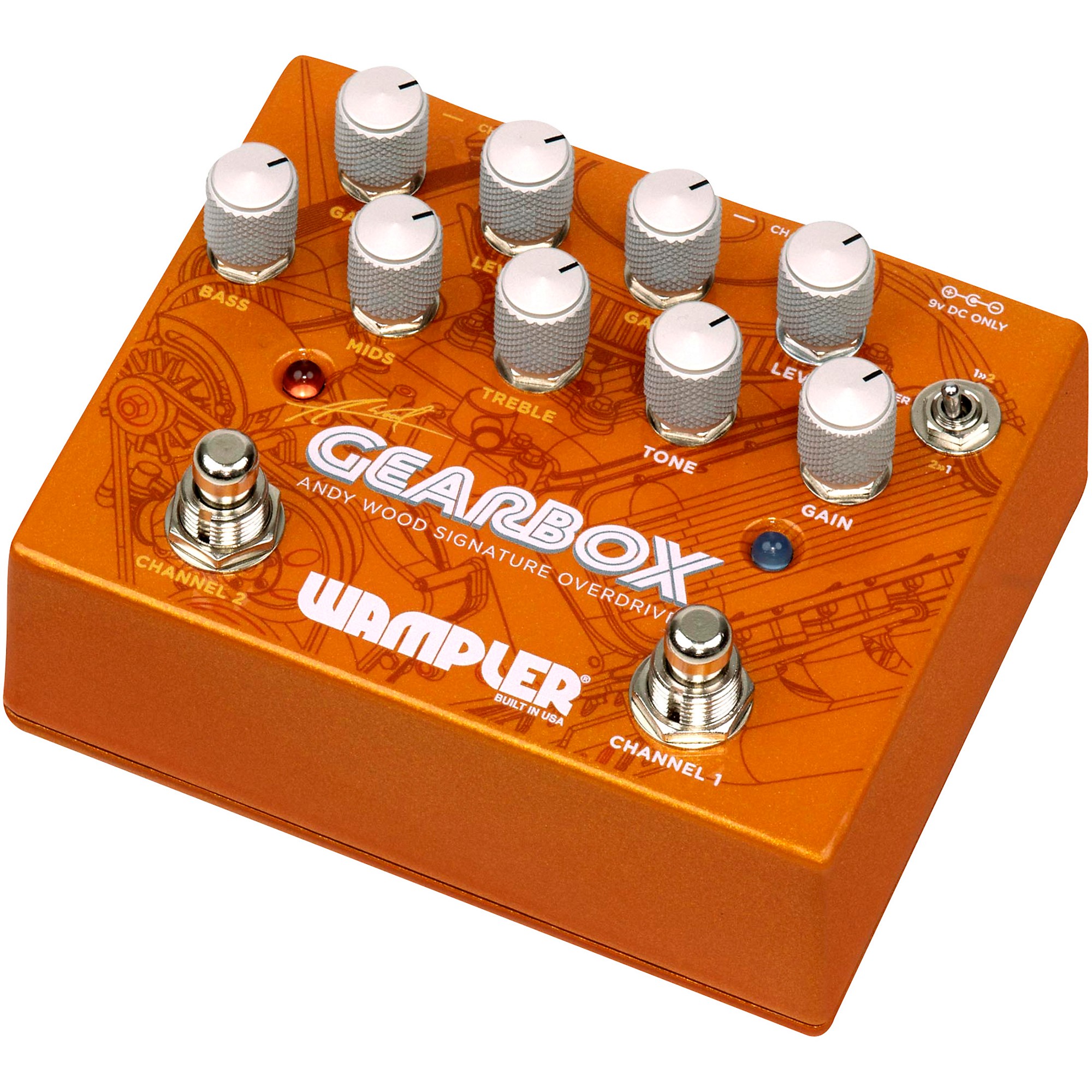 Wampler GEARBOX Andy Wood Signature Overdrive Effects Pedal Orange