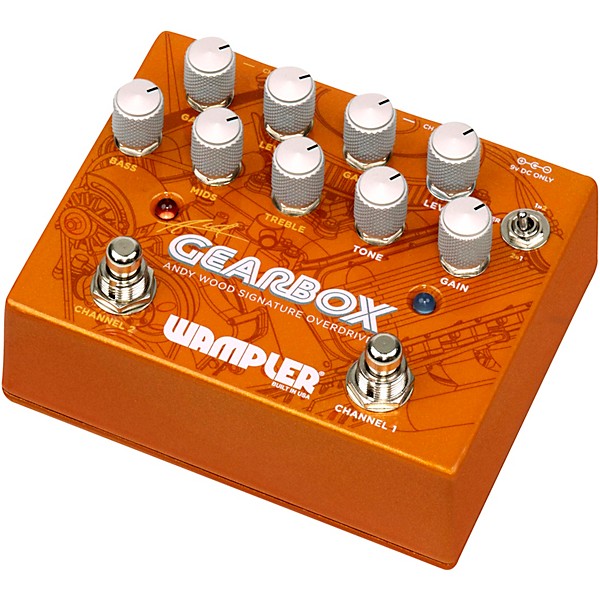 Open Box Wampler GEARBOX Andy Wood Signature Overdrive Effects Pedal Level 2 Orange 197881131371