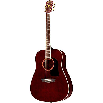 Washburn Wd100dl Dreadnought Mahogany Acoustic Guitar Transparent Wine Red for sale