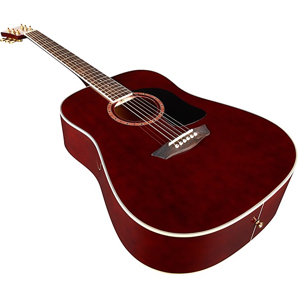 Washburn WD100DL Dreadnought Mahogany Acoustic Guitar Transparent Wine Red