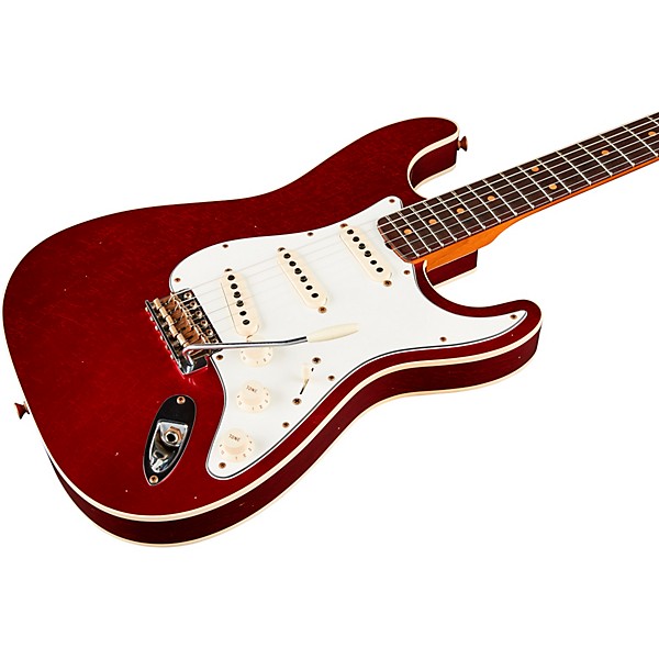 Fender Custom Shop Limited-Edition Double-Bound Stratocaster Journeyman Relic Electric Guitar Aged Candy Apple Red