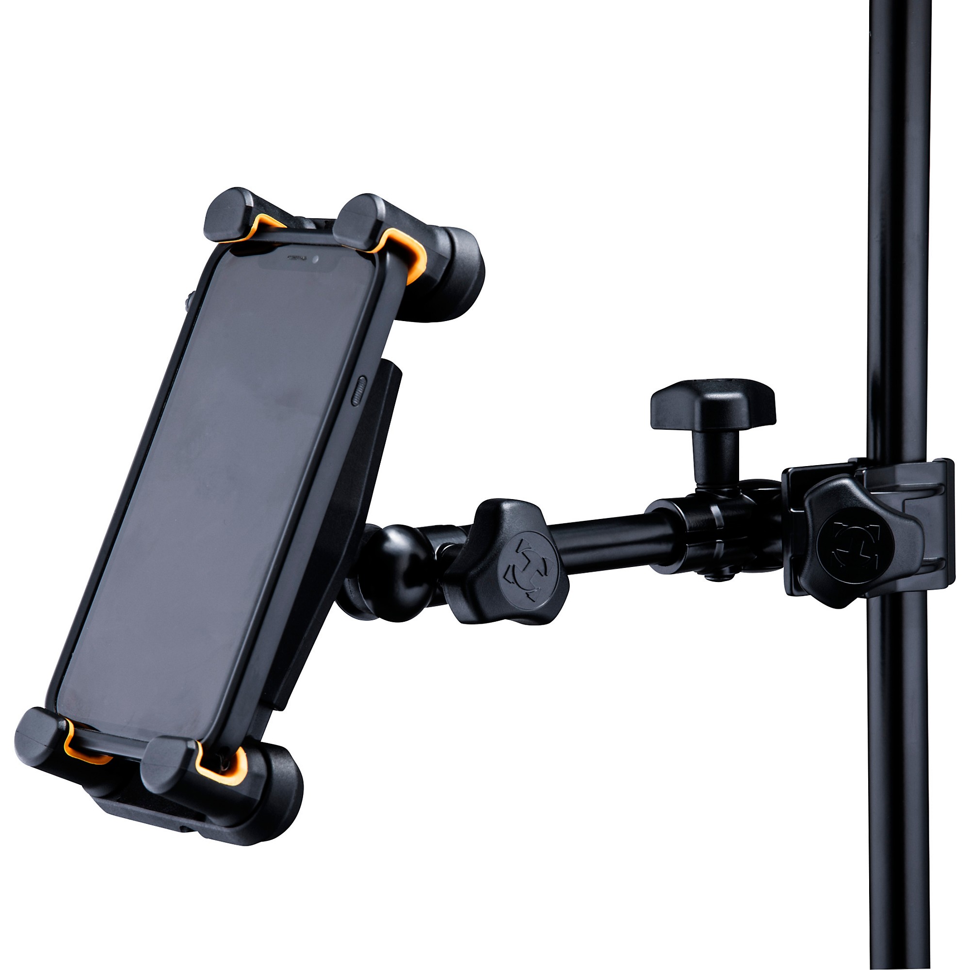 Universal Microphone Stand Double Cell Phone Holder Tablet Clamp 1