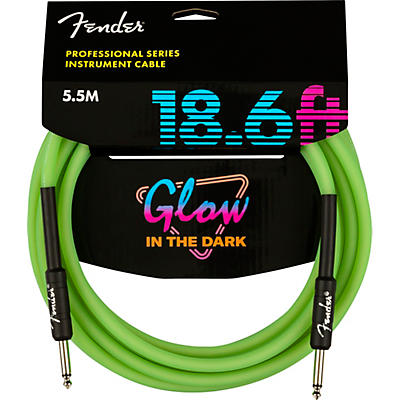 Fender Professional Series Glow In The Dark Straight To Straight Instrument Cable 18.6 Ft. Green for sale