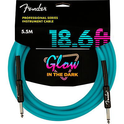 Fender Professional Series Glow In The Dark Straight To Straight Instrument Cable 18.6 Ft. Blue for sale