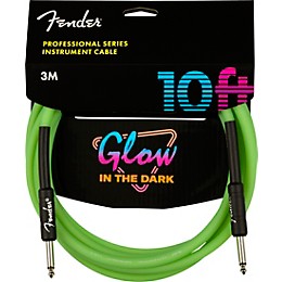 Fender Professional Series Glow In The Dark Straight to Straight Instrument Cable 10 ft. Green