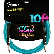 Fender Professional Series Glow In The Dark Straight To Straight Instrument Cable 10 Ft. Blue for sale