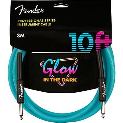 Fender Professional Series Glow In The Dark Straight To Straight Instrument Cable 10 Ft. Blue for sale