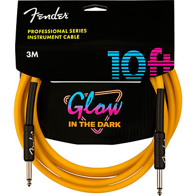 Fender Professional Series Glow In The Dark Straight To Straight Instrument Cable 10 Ft. Orange for sale