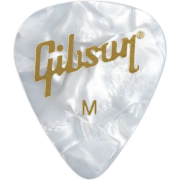 Gibson Pearloid White Picks, 12 Pack Medium