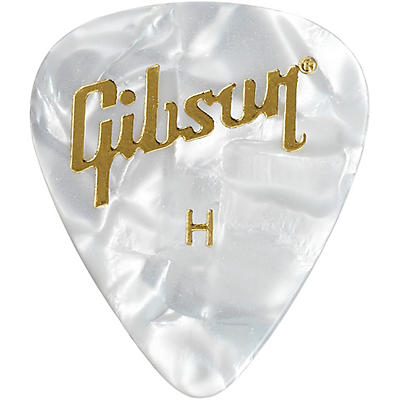 Gibson Pearloid White Picks, 12 Pack Heavy for sale