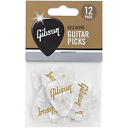 Gibson Pearloid White Picks, 12 Pack Heavy