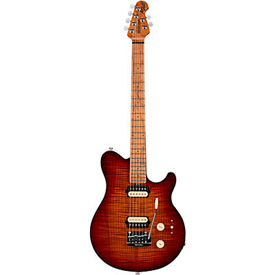 Ernie Ball Music Man Axis Super Sport Flame Top Electric Guitar Roasted Amber for sale