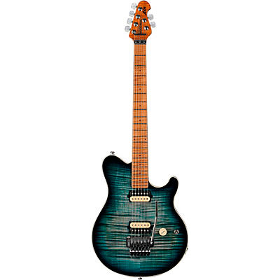 Ernie Ball Music Man Axis Flame Top Electric Guitar Yucatan Blue for sale