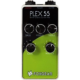 Open Box FoxGear Plex 55 Classic Britihs Tone Effects Pedal Level 2 Yellow Black and White 197881013110