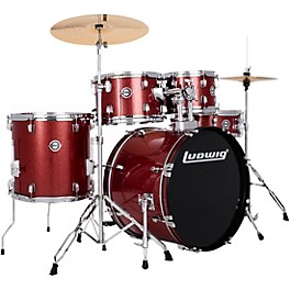 Ludwig Accent 5-Piece Drum Kit With 20... Ludwig Accent 5-Piece Drum Kit With 20" Bass Drum, Hardware and Cymbals Red Sparkle