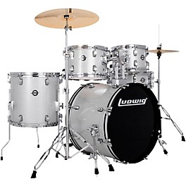 Ludwig Accent 5-Piece Drum Kit With... Ludwig Accent 5-Piece Drum Kit With 20" Bass Drum, Hardware and Cymbals Silver Sparkle