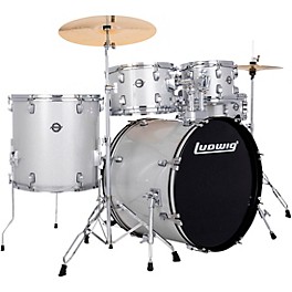 Ludwig Accent 5-Piece Drum Kit With... Ludwig Accent 5-Piece Drum Kit With 22" Bass Drum, Hardware and Cymbals Silver Sparkle