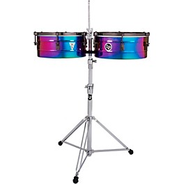 LP Tony Succar Signature Timbales With Black Nickel Hardware 14 in./15 in. Rainbow Chrome