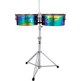 LP Tony Succar Signature Timbales With Black Nickel Hardware 14 in./15 in. Rainbow Chrome