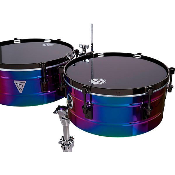 LP Tony Succar Signature Timbales With Black Nickel Hardware 14 in./15 in. Rainbow Chrome