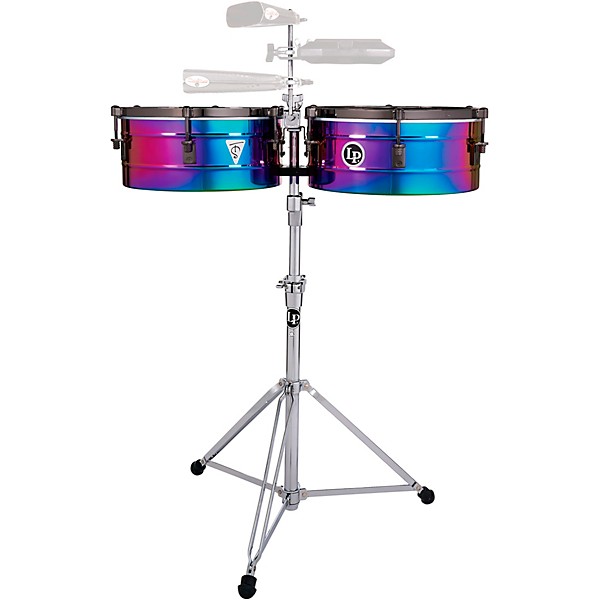 LP Tony Succar Signature Timbales With Black Nickel Hardware 14 in./15 in. Rainbow Chrome