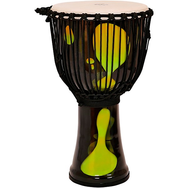 X8 Drums Lava Lamp Djembe, 10" Dark Green Multi Fade