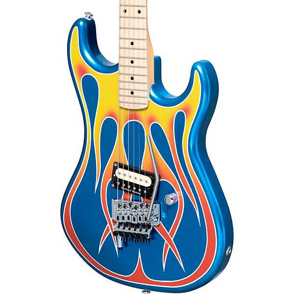 Kramer Baretta "Hot Rod" Custom Graphic Electric Guitar Blue Sparkle with Flames