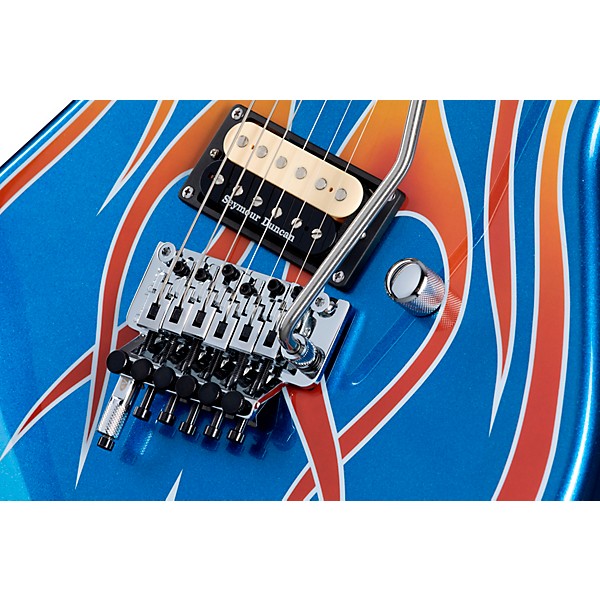 Kramer Baretta "Hot Rod" Custom Graphic Electric Guitar Blue Sparkle with Flames