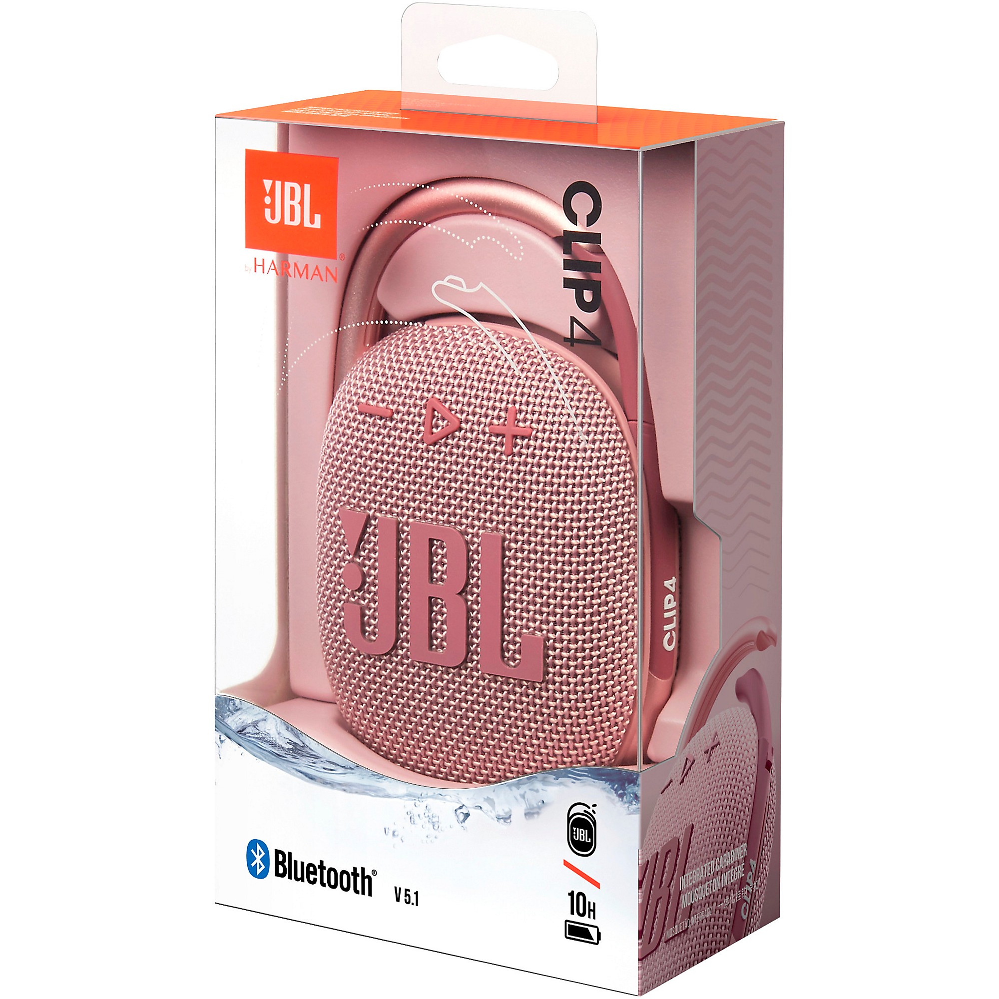 JBL Clip 4 Pink Portable Bluetooth Speaker - JBLCLIP4PINKAM