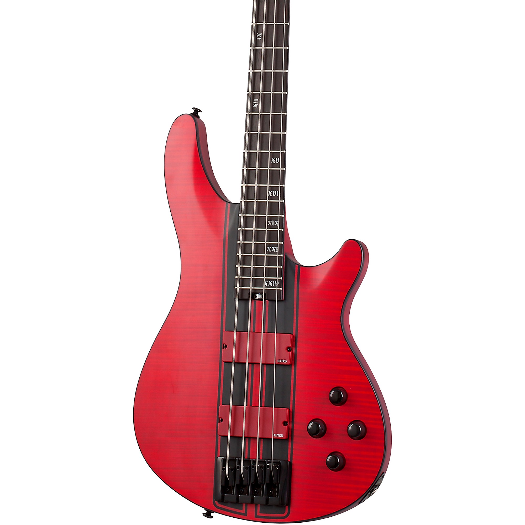 Schecter Guitar Research C-4 GT Electric Bass Guitar Satin Trans Red