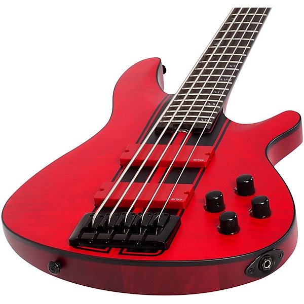 Schecter Guitar Research C-5 GT 5-String Electric Bass Guitar Satin Trans Red