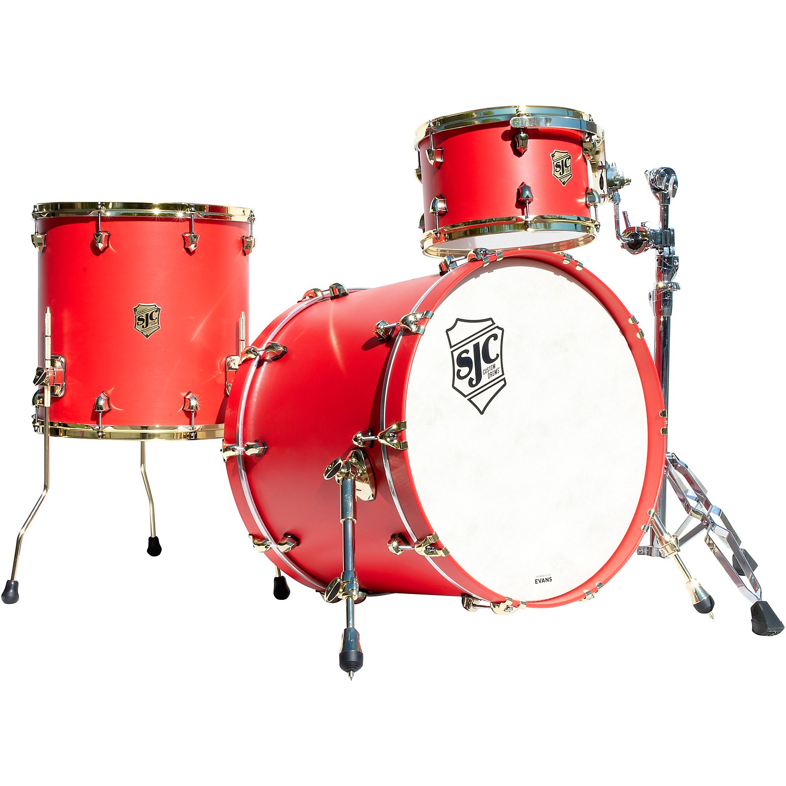 SJC Drums 3-Piece Tour Series Shell Pack with Brass Hardware Ruby Lacquer