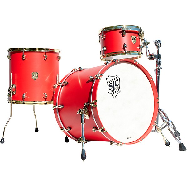 SJC Drums 3-Piece Tour Series Shell Pack with Brass Hardware Ruby Lacquer