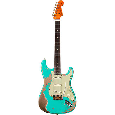 Fender Custom Shop Limited-Edition 60 Dual-Mag Ii Stratocaster Super Heavy Relic Rosewood Fingerboard Electric Guitar Aged Sea Foam Green for sale