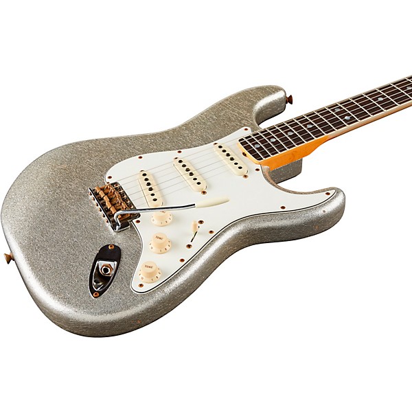 Fender Custom Shop Limited Edition 65 Stratocaster Journeyman Relic Electric Guitar Aged Silver Sparkle