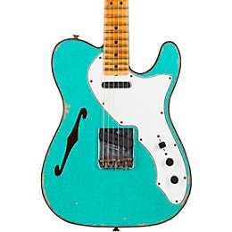 Fender Custom Shop Limited-Edition '60s Custom Telecaster Thinline Relic Maple Fingerboard Electric Guitar Aged Sea Foam Green Sparkle