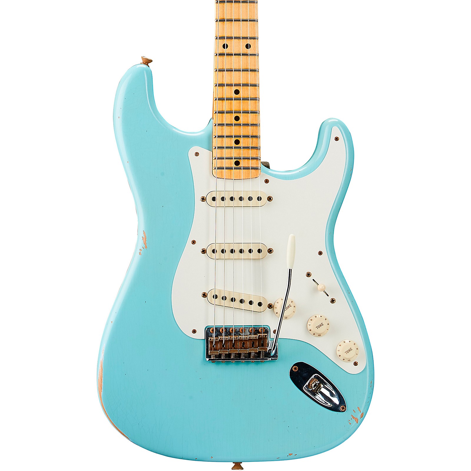 Fender Custom Shop Limited-Edition '57 Stratocaster Relic Electric Guitar  Faded Aged Daphne Blue