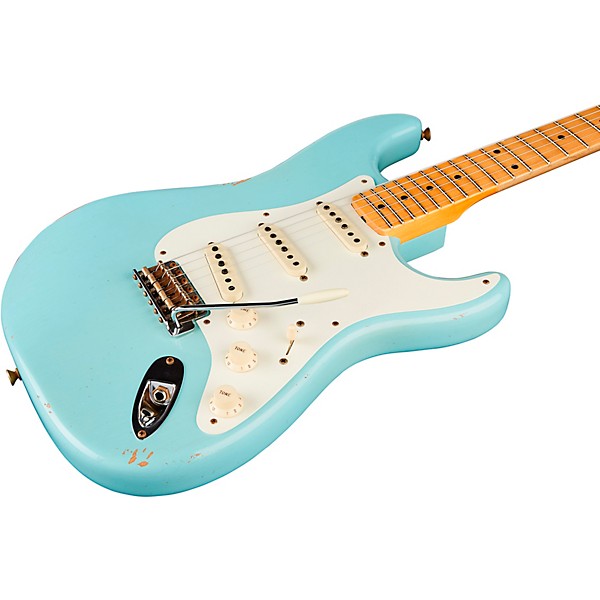 Fender Custom Shop Limited-Edition '57 Stratocaster Relic Electric Guitar Faded Aged Daphne Blue