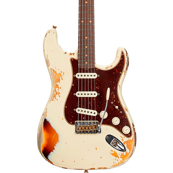 Fender Custom Shop Limited Edition 61 Stratocaster Heavy Relic Electric Guitar Aged Vintage White over 3-Color Sunburst